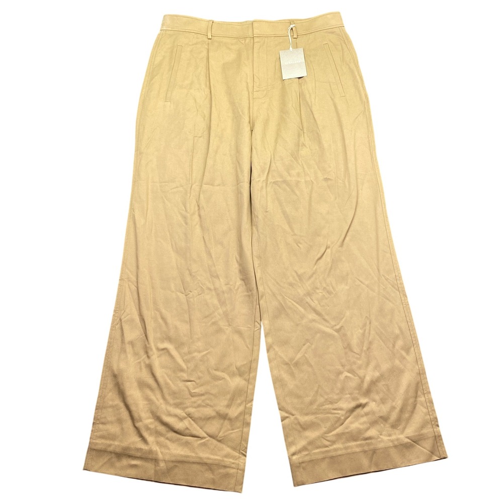 Everlane The Way-High Drape Pant Ash Brown Size 16 Tencel Cotton Wide Leg NWT